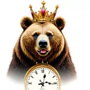 Bear with a crown on the head and a clock from below tattoo design idea