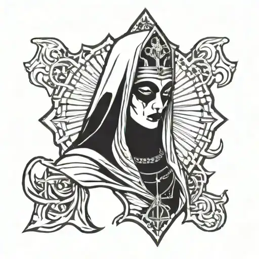 sexy demonic nun tattoo design idea