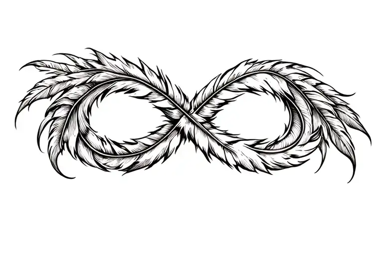 Infinity symbol feather unbreakable tattoo design idea