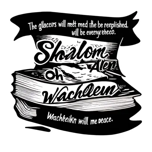 text with big first word like old book "The glaciers will melt and the Jordan will be replenished. Oh, everyone will make peace. Shalom Alem, Wachaleikum a. tattoo design idea