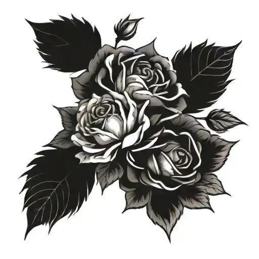roses surrounding a sunflower tattoo design idea