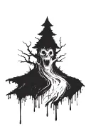 forest graffiti paint drip ghost eldritch horror tattoo design idea