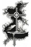 the empty tomb and a cross surrounded tattoo design idea