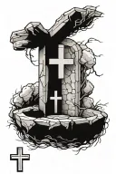 the empty tomb and a cross surrounded tattoo design idea