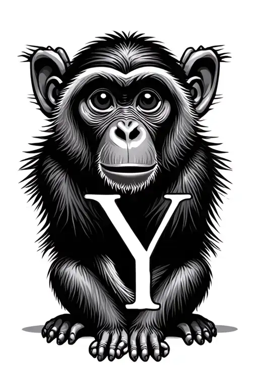 monkeys for kids initials Y tattoo design idea