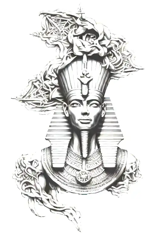 pharaoh holding a pyramid tattoo design idea