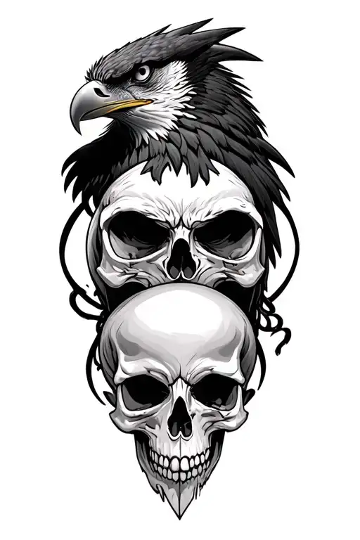 eagle and skull surrounded tattoo design idea