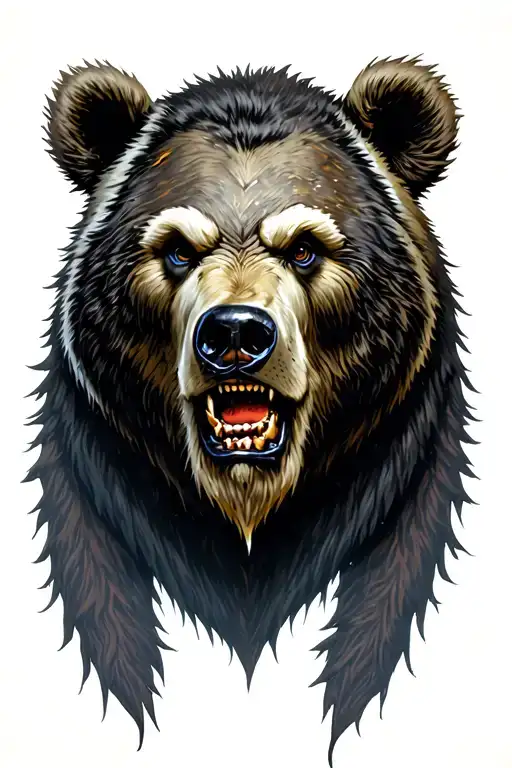 Viking Berserker Bear Head going from darkness tattoo design idea