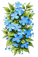 scrolling vine tattoo with blue forget me nots tattoo design idea