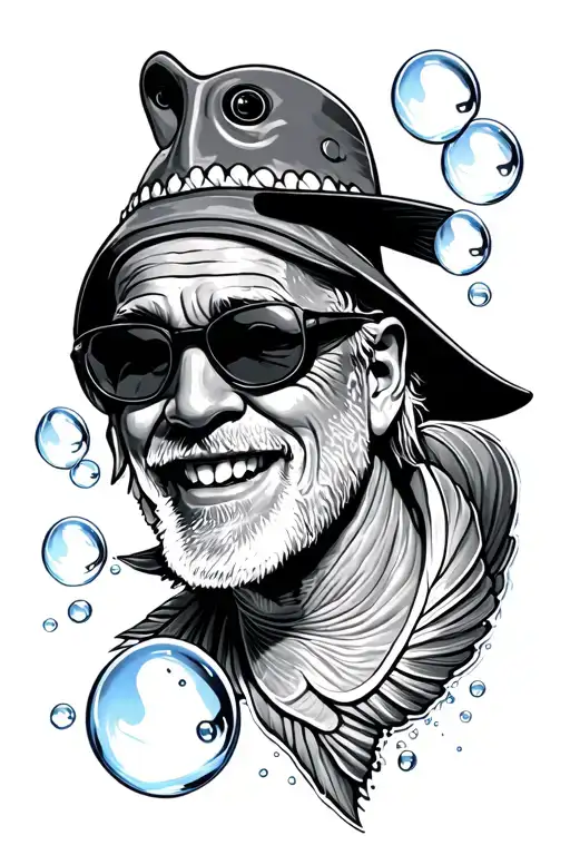 Jimmy Buffett Fins up bubbles tattoo design idea