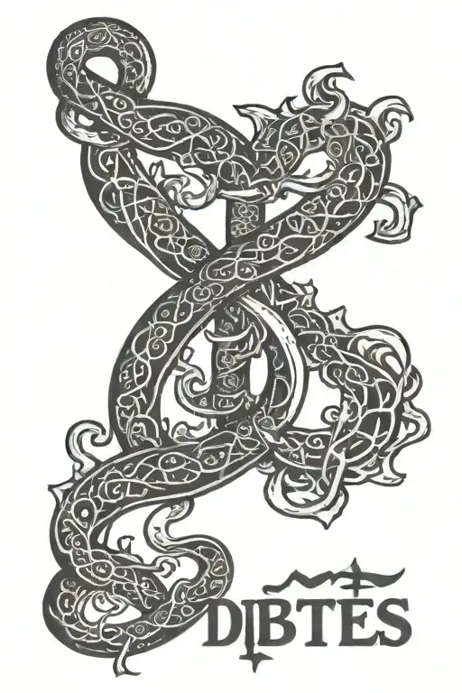 diabetes type 1 medical alert sign intertwined tattoo design idea