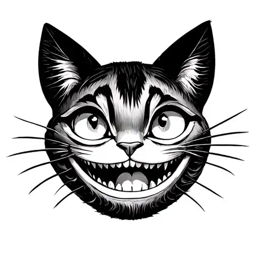 simplistic cheshire cat grin but just the eyes and its extra large smile tattoo design idea