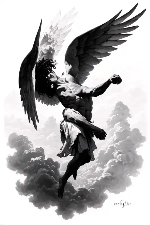 icarus falling from sky tattoo design idea