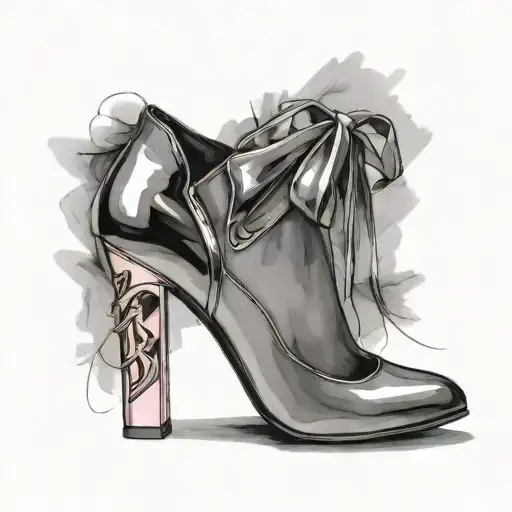 Rihanna wearing high heel pumps and pink lipstick some cleavage framed tattoo design idea