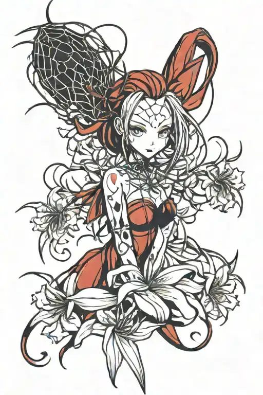 red spiderlily tattoo design idea