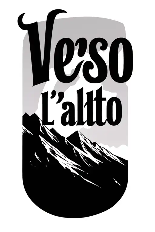 "Verso L'alto" mountain silhouette tattoo design idea