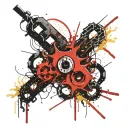 Exploding Chain, incorporate the names Ario and Arya and their birth date 11/29/2024 tattoo design idea