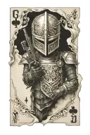 royal flush surround by knight holding a glock tattoo design idea