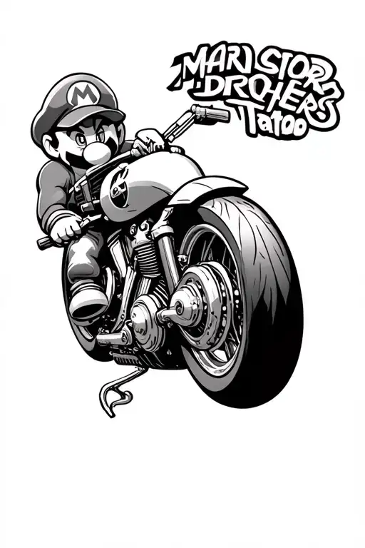 mario brothers motorcyle tattoo design idea