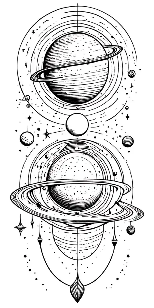 space elements. simple planets tattoo design idea