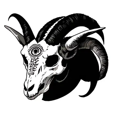 Goat skull 3rd eye symbol integrated tattoo design idea
