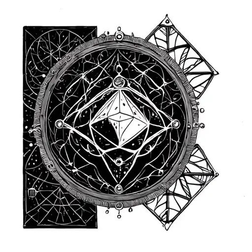 dna tree with metatrons cube with platonic solids hidden in the design tattoo design idea