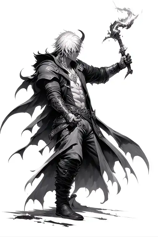 Devil May Cry Dante Wielding Sowrd tattoo design idea