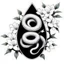 planchette snake slithering and japanese cherry blossoms tattoo design idea