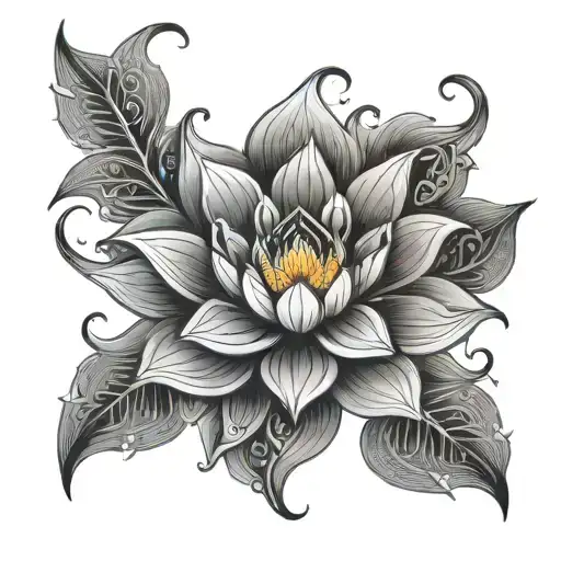 Tibetan lotus pattern tattoo design idea
