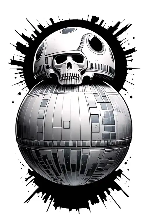 Death Star with baseball seams tattoo design idea