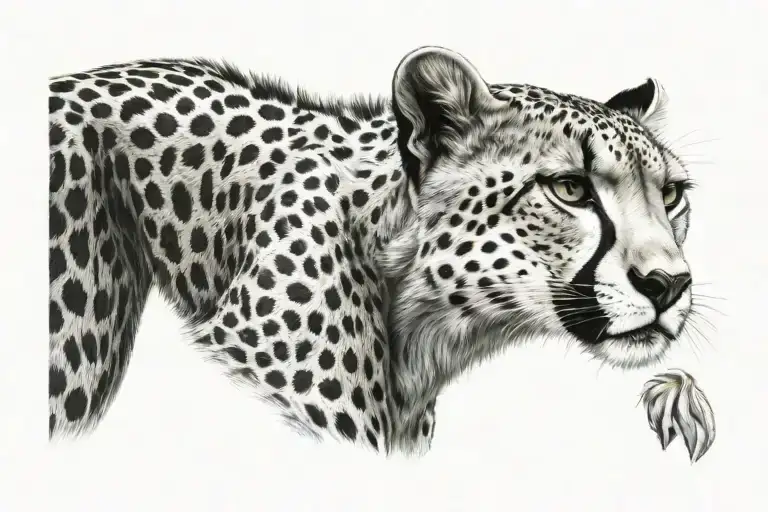 cheetah vibrant green eyes looking tattoo design idea