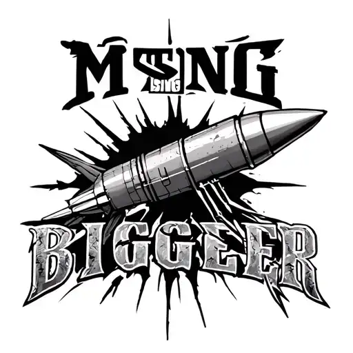 a STING missile and with the words mines bigger below it tattoo design idea