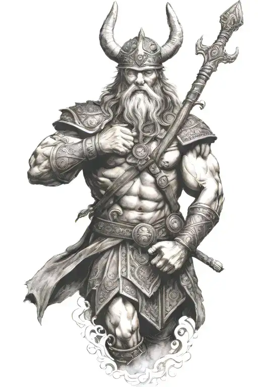 pagan God tyr Norse god missing arm tattoo design idea