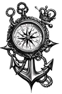 compass, anchor, clock, sea, crown, darcie, mason tattoo design idea