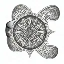bangle, mandala pattern compass tattoo design idea