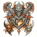 Combine elements from Magic the Gathering and Diablo 2 to create a unique fantasy tattoo design tattoo design idea