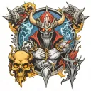 Combine elements from Magic the Gathering and Diablo 2 to create a unique fantasy tattoo design tattoo design idea