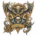 Combine elements from Magic the Gathering and Diablo 2 to create a unique fantasy tattoo design tattoo design idea