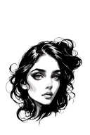 woman eyes rolled back face tattoo design idea