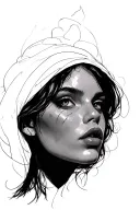 woman eyes rolled back face tattoo design idea