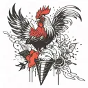 Rooster sitting on ice cream cone ice cream tattoo design idea