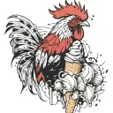 Rooster sitting on ice cream cone ice cream tattoo design idea