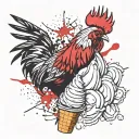 Rooster sitting on ice cream cone ice cream tattoo design idea