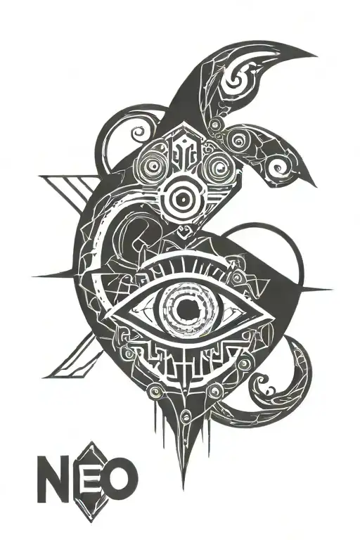 Neo-tribal heart with one eye in the center.  tattoo design idea