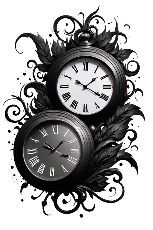 3d clocks tattoo design idea