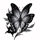 butterfly and semicolon tattoo design idea
