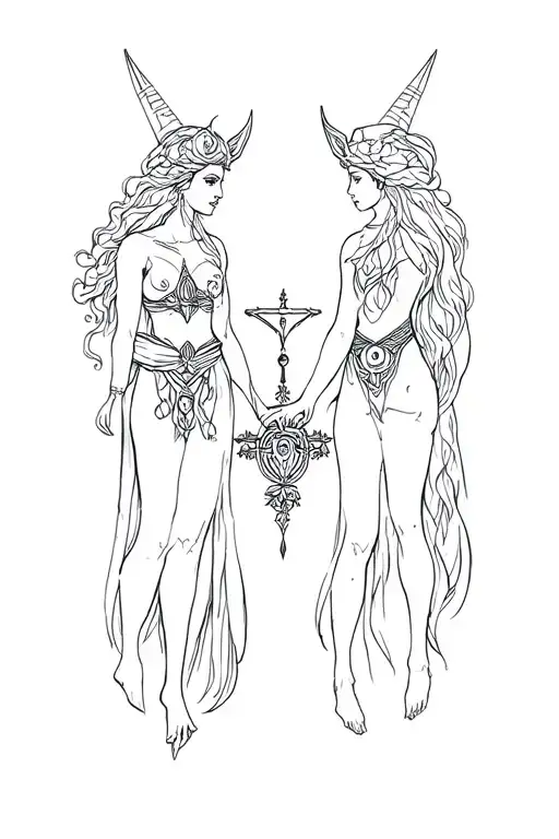 Libra And Sagittarius Combined tattoo design idea