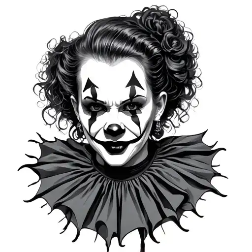 mean killer clown woman tattoo design idea