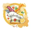 Chefs hat with 4 elements tattoo featuring tattoo design idea