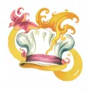 Chefs hat with 4 elements tattoo featuring tattoo design idea
